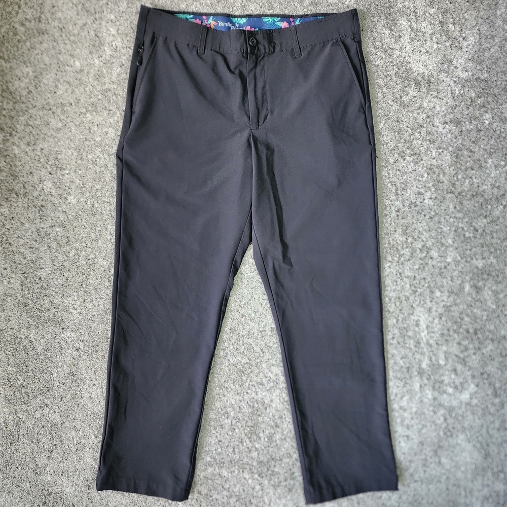 Birdie Bound Mens Black Performance Golf Pants 34x30 Stretch Tropical‎ Waistband